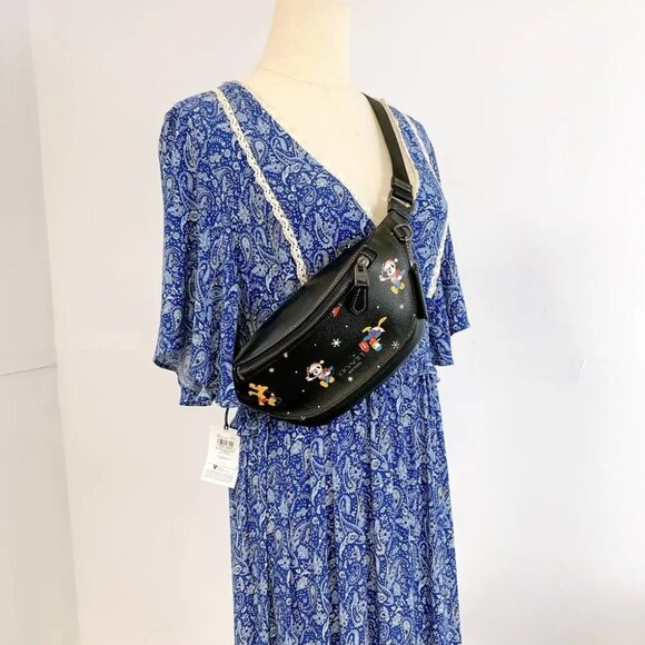 Coach CL964 Disney X Coach Warren Mini Belt Bag IN Black Multi - Picture 1 of 9
